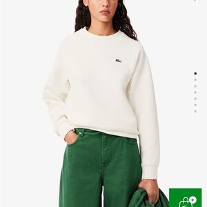 Lacoste Women's Pique Crew Neck Sweatshirt Size 32 XS White